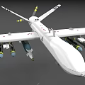 White Military Surveillance Drone With Extended Wings And Mounted Air To Ground Missiles