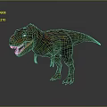 Realistic Tyrannosaurus Rex Dinosaur With Orange Green Black Stripes Open Mouth Sharp Teeth Gray Background