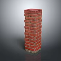 Tall Red Brick Pillar With Vertical Red Brick Structure And Smooth Top Design 3d model