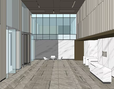 Modern Hall Office Lobby 3d model