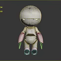 White Robot Character With Green Eyes And Scratched Body Design