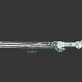 Futuristic Sword with Sleek Metallic Blade Blue Glowing Accents and Intricate Hilt Design