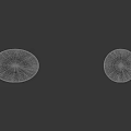 Modern Round Fabric Ottomans In Beige And Navy Blue With Stitched Top Design Details