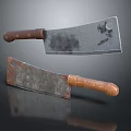 Two Vintage Kitchen Knives With Wooden Handles And Rustic Blades