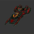 Advanced Cosmic Spaceship With Red Black Hull And Yellow Accent Engines