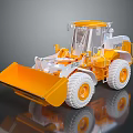 Orange Utility Loader Vehicle With Front Bucket White Wheels And Heavy Duty Cab Structure