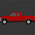 Red Classic Pickup Truck With Shiny Exterior Reflective Surface And Chrome Accents