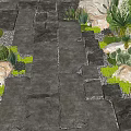 Outdoor Stone Pathway In Garden With Succulents Rocks And Gravel