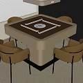 Mahjong Table and Chair Combination Single Chair Venetian Blinds Mahjong Table Chandelier 3d model