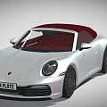 White Convertible Sports Car With Red Soft Top And Modern Exterior Design