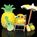 Cute Summer Decorative Collection With Pineapple Beach Chair Sunshade Guitar And Small Bottle
