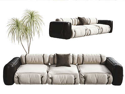 Modern three-seat sofa multiplayer sofa model