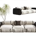Modern three-seat sofa multiplayer sofa 3d model