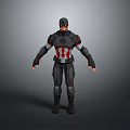Armored 3D Character Model With Black Red White Costume Striped Chest Emblem And Helmet