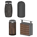 Modern Trash Bins With Diverse Designs Featuring Wood Metal And Concrete