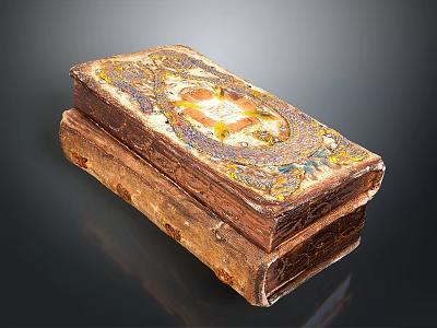 Elegant Stacked Decorative Storage Boxes With Intricate Gold And Blue Patterns 3d model