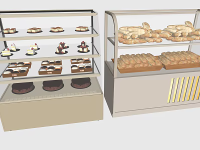 Commercial Display Shelves with Glass Doors for Desserts and Bread Pastries Storage 3d model
