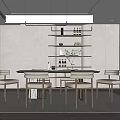 Modern Dining Room Interior Design With Dining Table Chairs Shelves And Pendant Lights