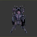 Futuristic 3D Robot Game Movie Character with Purple Pink Mechanical Structure Weaponry and Standing Pose