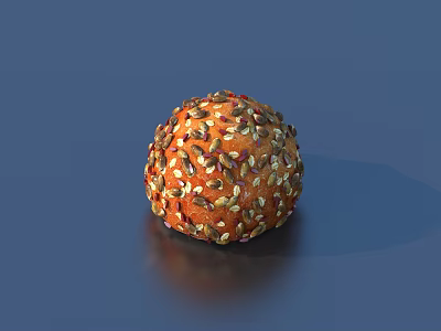 Delicious Seeded Bread Ball Topped With Mixed Seeds And Baked To Perfection 3d model
