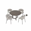 Modern Round Dining Table Set With Upholstered Chairs Wooden Top And Metal Legs