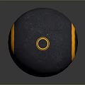 Black And Yellow Fitness Sphere With Circular Rings Holes And Surface Dots Design