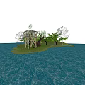 Modern Watchtower Waterfront Watchtower 3d model