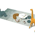 Kids Play Space With Children's Table Cute Chairs Soft Rug And Giraffe Toy