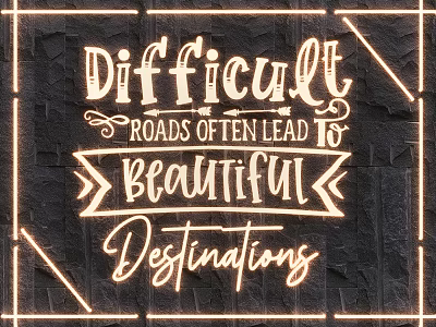 Decorative Lighting Combination With Artistic Text On Dark Background Frame Design 3d model