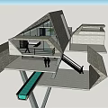 Modern Geometric Detached Villa With Wooden Facade Terrace And Glass Staircase