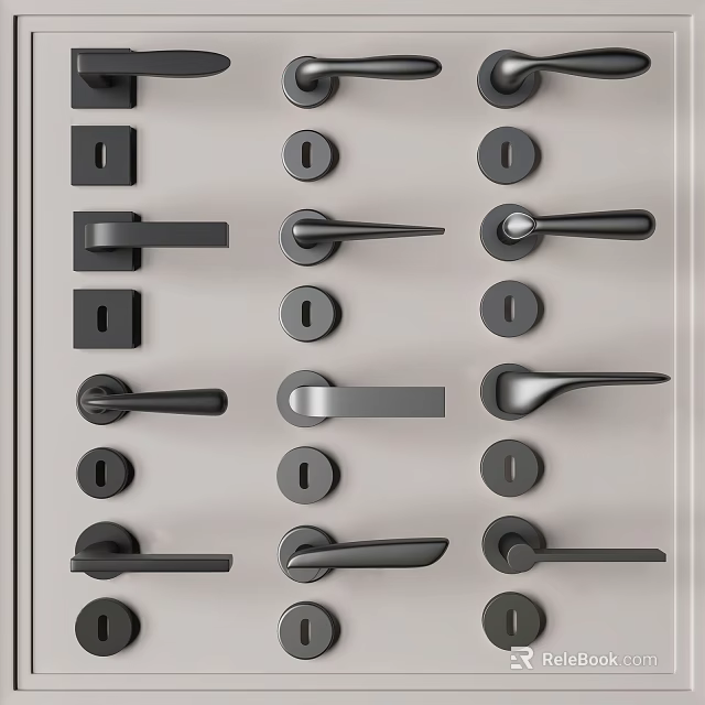 Modern Metal Door Handles Display With Multiple Designs And Styles For Home Interior 3d model 