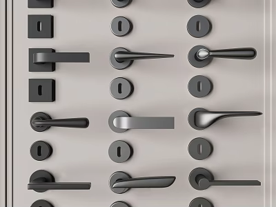 Modern Metal Door Handles Display With Multiple Designs And Styles For Home Interior 3d model