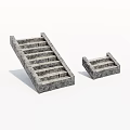 Gray Stone Steps Design With Different Sizes And Textured Surfaces 3d model