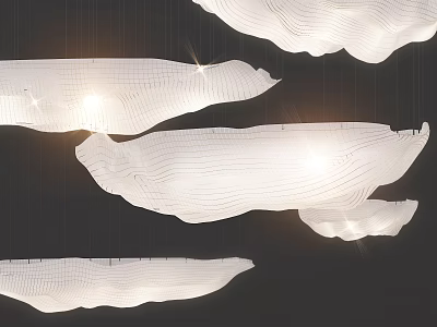 Modern White Pendant Lights With Wavy Linear Design For Interior Lighting 3d model