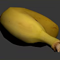 Fresh Yellow Banana Standing Upright on Black Surface with Green Sticker