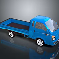 Blue Small Pickup Truck With Open Bed Cab And Shiny Silver Wheels
