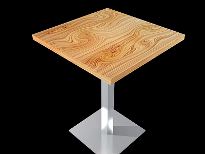 Wooden Tabletop With Natural Grain Pattern And Silver Metal Base Design 3d model