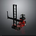 Red Forklift Industrial Design With Black Mast Enclosed Cab And Heavy Duty Wheels
