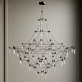 Modern Geometric Chandelier With Intertwined Metal Wires And Glass Drops For Interior