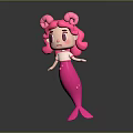 Cute Pink Mermaid Doll with Ram Horns Pink Hair and White Top