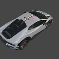 White Sports Car with Green White Red Stripes Black Wheels and Sleek Aerodynamic Exterior Design