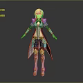 3D Fantasy Female Character With Blonde Hair Blue White Golden Armor Design