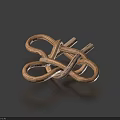 Golden Rope Knot Decorative Accessory With Metal Parts On Blue Background