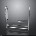 Construction Cart With White Frame Two Tier Gray Surface And Wheels 3d model