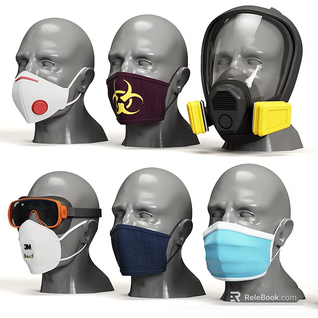 Different Types of Protective Clothing Featuring Masks and Safety Goggles 3d model 