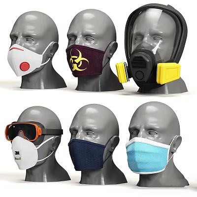 Modern clothes masks glasses virus coronavirus 3d model