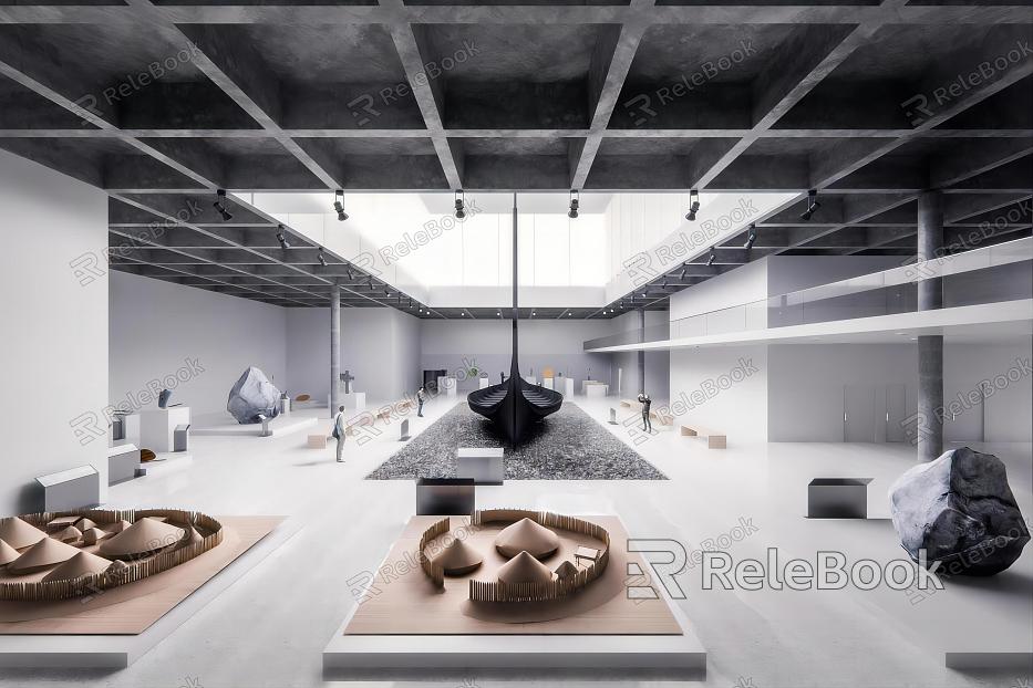 Modern Exhibition Hall Culture Exhibition Hall Exhibition Hall Interior Space model