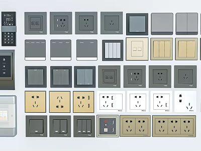 Various Modern Switch Panels With Different Designs And Color Options For Home Use 3d model