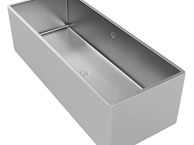 Contemporary Bathroom Set Featuring Stainless Steel Rectangular Sink And Smooth Surface 3d model