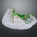 Detailed Mountainous Terrain Model With Green Vegetation Rocky Texture And Realistic Landscape